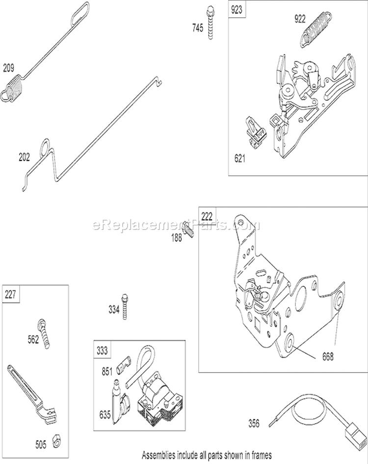 Governor Assembly Diagram and Parts List for 20636 290000001-290999999 - 2009 Toro Lawn Mower