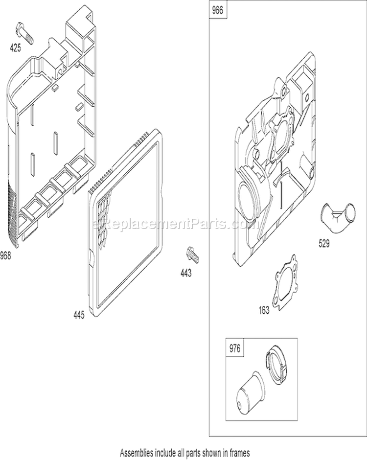 Air Cleaner Assembly Diagram and Parts List for 20636 290000001-290999999 - 2009 Toro Lawn Mower