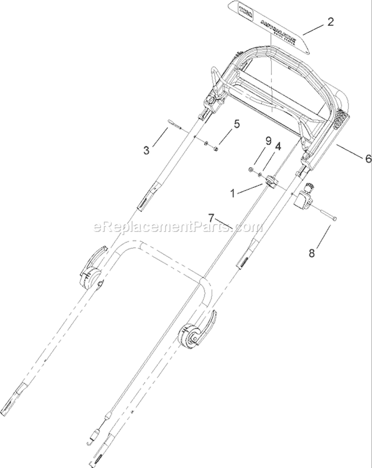 Handle and Cable Assembly Diagram and Parts List for 20638 270L00001-270L99999 - 2007 Toro Lawn Mower
