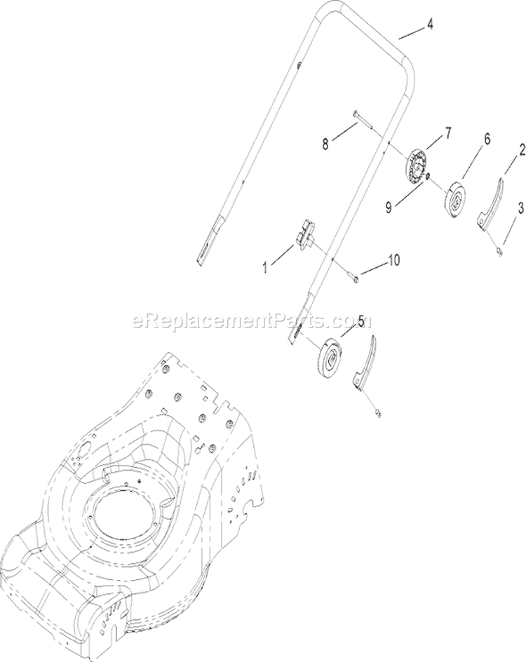 Lower Handle Assembly Diagram and Parts List for 20638 270L00001-270L99999 - 2007 Toro Lawn Mower