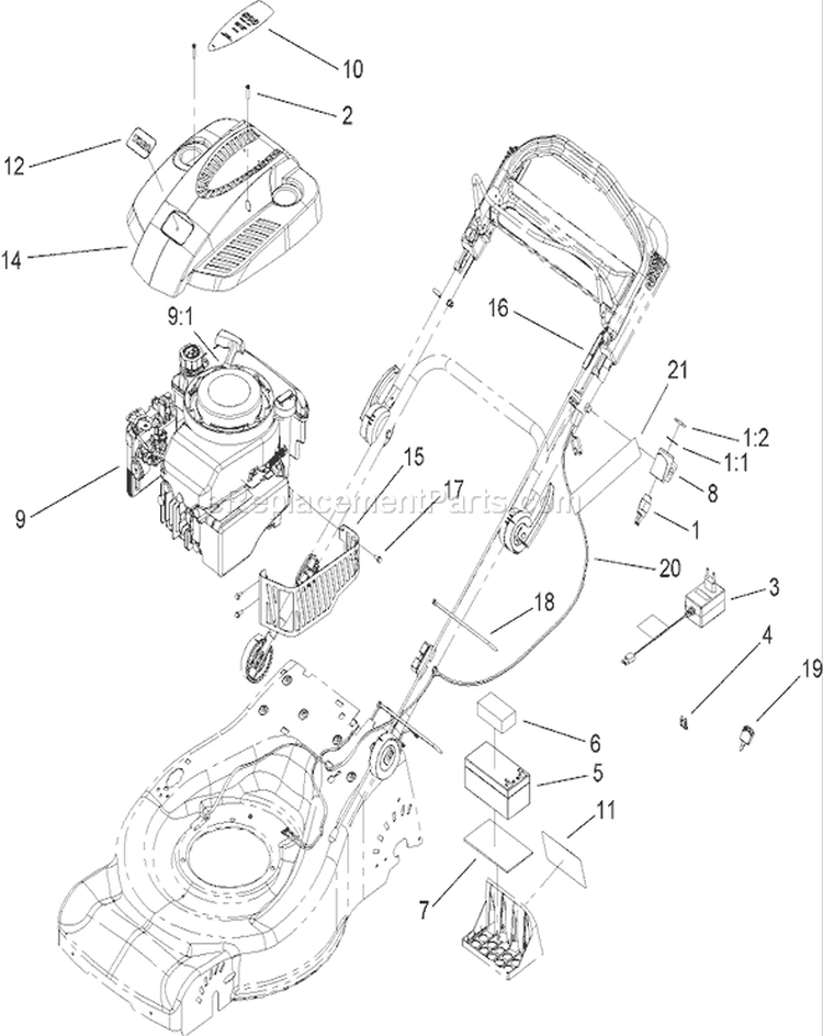 Engine Assembly Diagram and Parts List for 20638 270L00001-270L99999 - 2007 Toro Lawn Mower