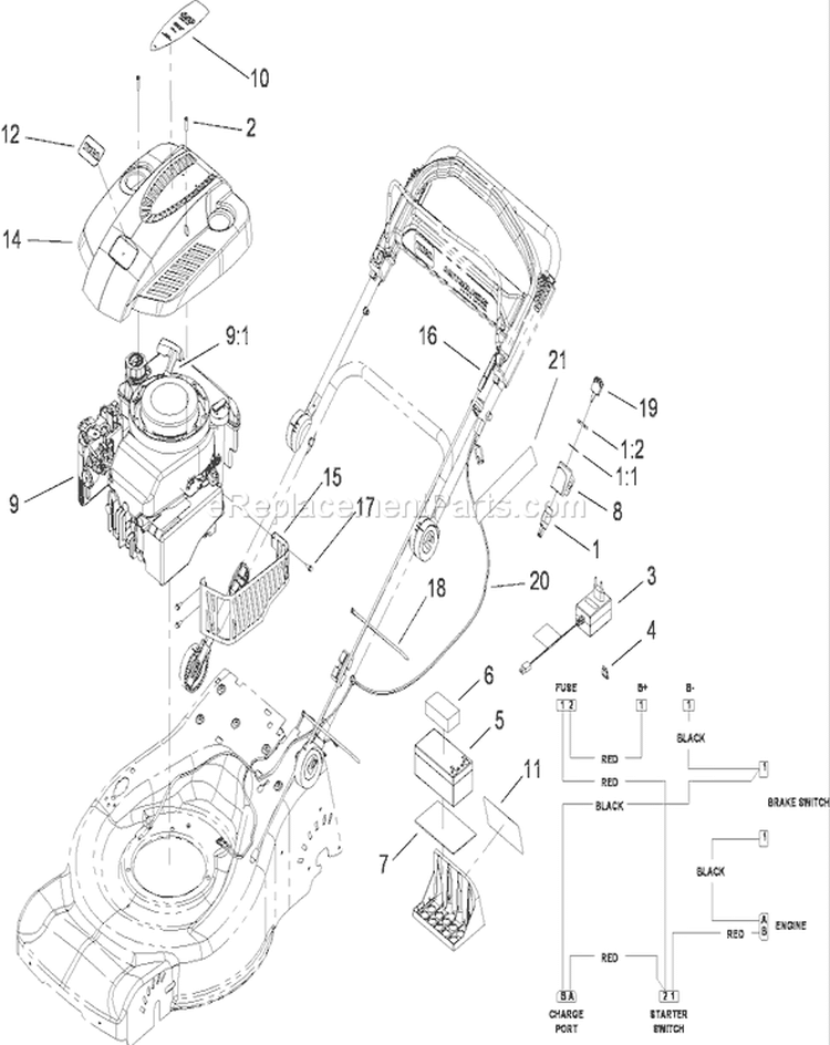 Engine Assembly Diagram and Parts List for 20638 290000001-290999999 - 2009 Toro Lawn Mower