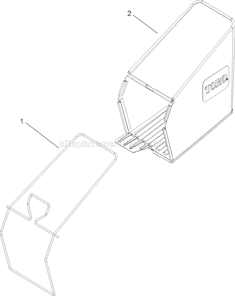 Grass Bag Assembly Diagram and Parts List for 20636 290000001-290999999 - 2009 Toro Lawn Mower