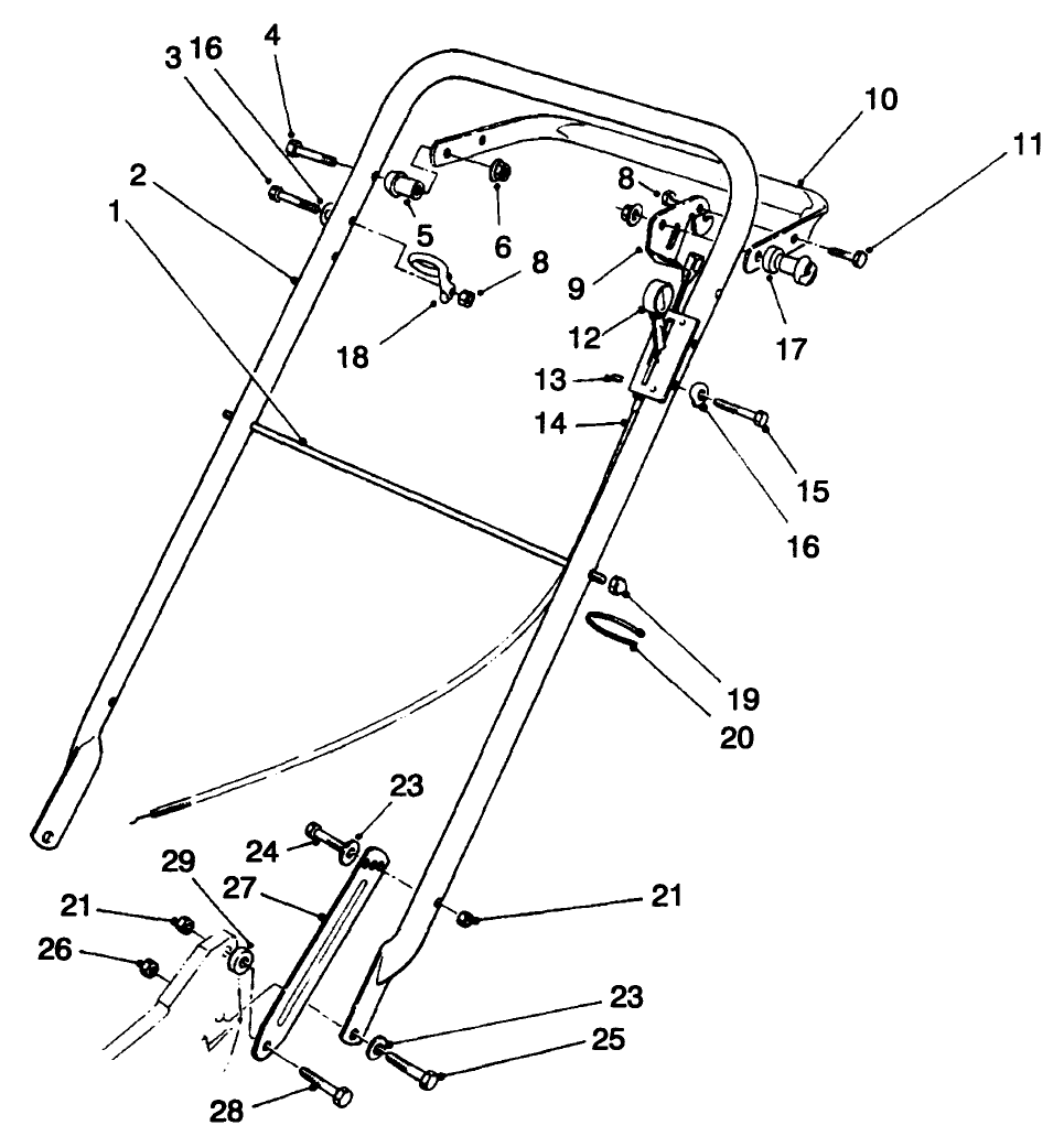 Handle Assembly Diagram and Parts List for 22031 5900001 - 5999999 Toro Lawn Mower