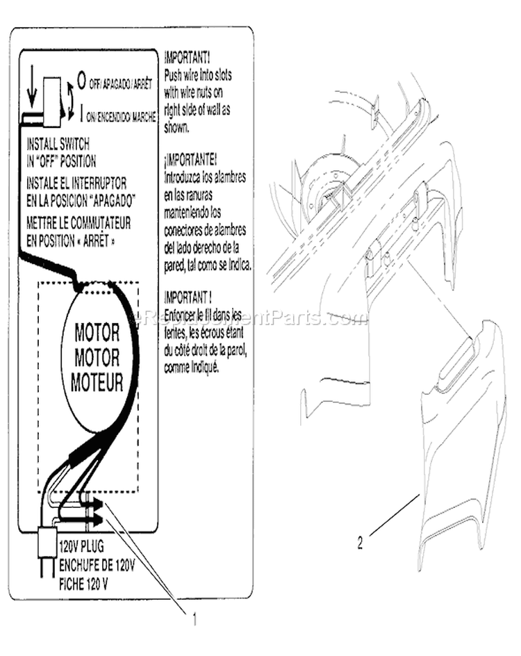 Connectors and Side Discharge Chute Diagram and Parts List for 20646 89000001-89999999 - 1998 Toro Lawn Mower
