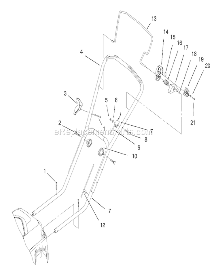 Handle and Controls Assembly Diagram and Parts List for 20646 89000001-89999999 - 1998 Toro Lawn Mower