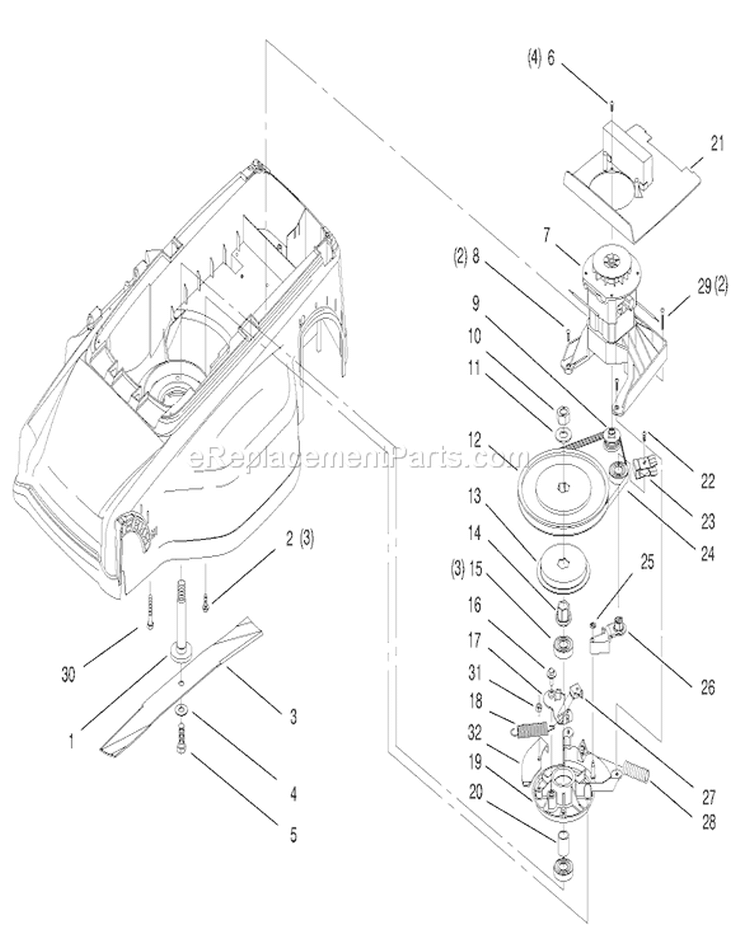 Motor and Blade Assembly Diagram and Parts List for 20646 89000001-89999999 - 1998 Toro Lawn Mower