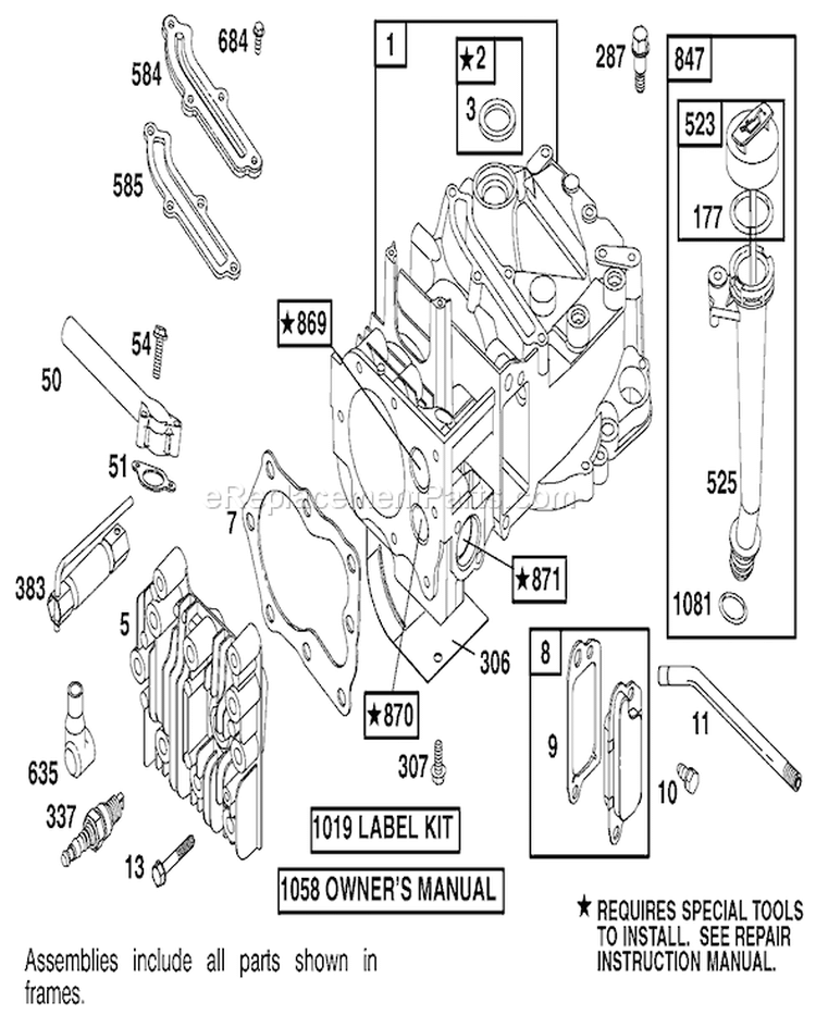 Engine Assembly Diagram and Parts List for 20651 200000001-200999999 - 2000 Toro Lawn Mower