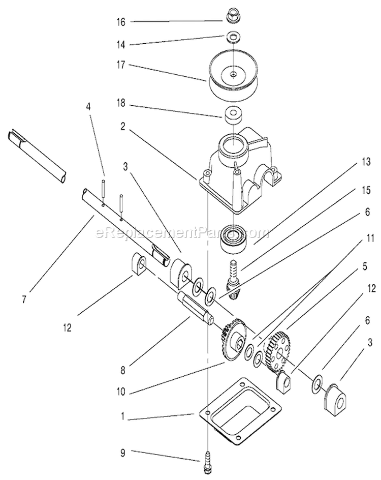 Gear Case Assembly Diagram and Parts List for 20651 9900001-9999999 - 1999 Toro Lawn Mower