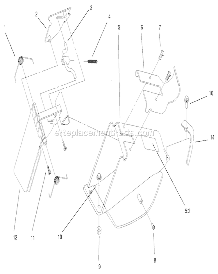 Discharge Chute Assembly Diagram and Parts List for 20652 200000001-200999999 - 2000 Toro Lawn Mower