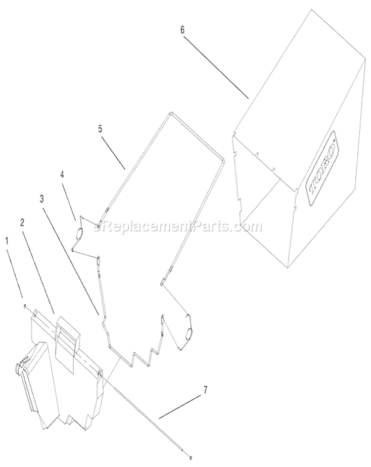 Rear Bagger Assembly Diagram and Parts List for 20652 200000001-200999999 - 2000 Toro Lawn Mower