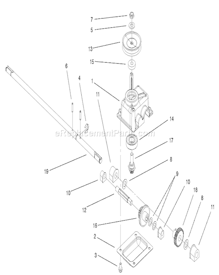 Gear Case Assembly Diagram and Parts List for 20652 210000435-210999999 - 2001 Toro Lawn Mower