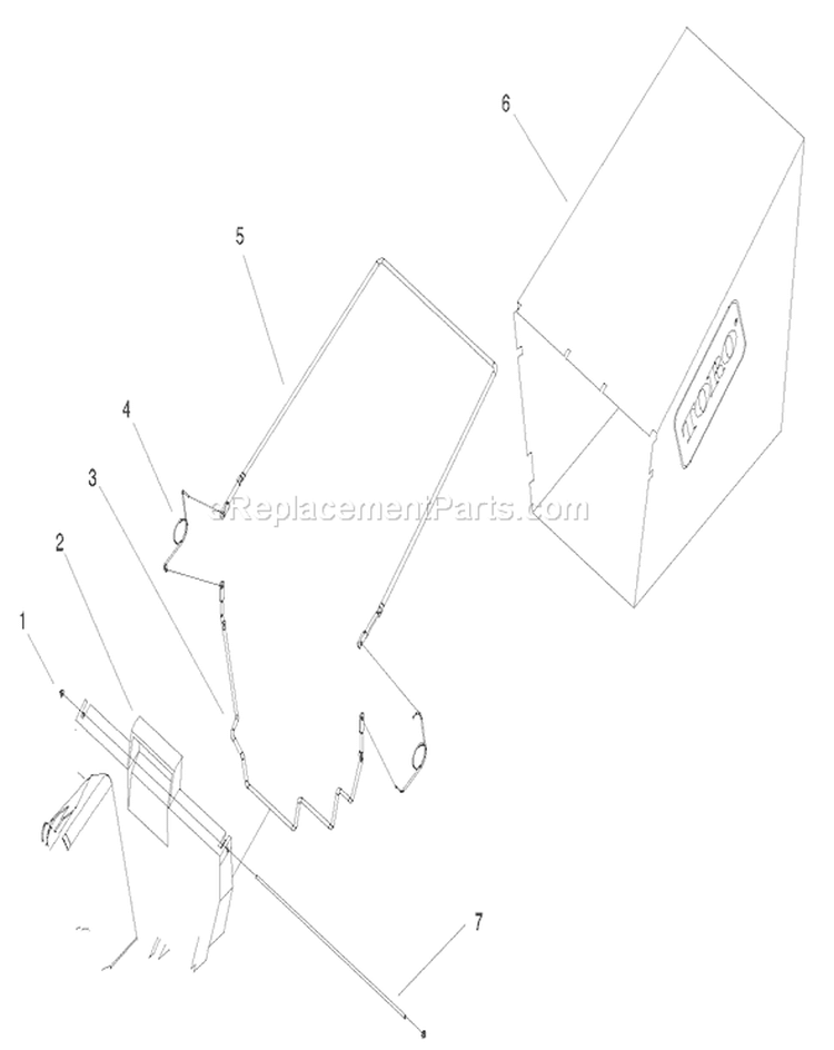 Rear Grass Bag Assembly Diagram and Parts List for 20652 210000435-210999999 - 2001 Toro Lawn Mower