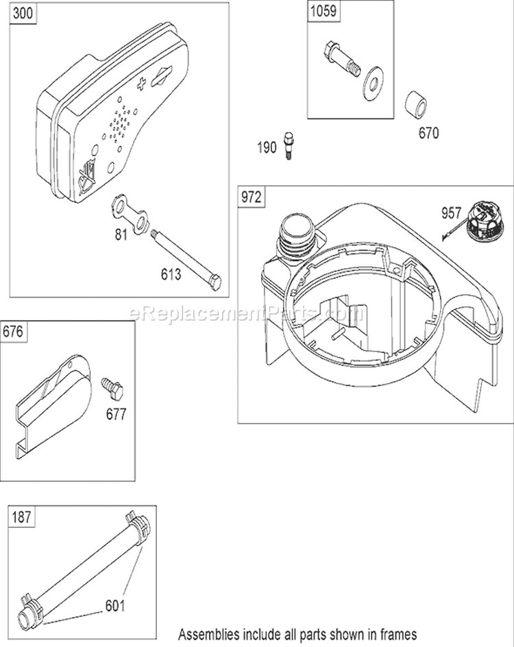 Muffler and Fuel Tank Diagram and Parts List for 20654 270000001-270999999 - 2007 Toro Lawn Mower