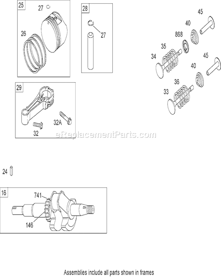 Crankshaft Assembly Diagram and Parts List for 20654 270000001-270999999 - 2007 Toro Lawn Mower