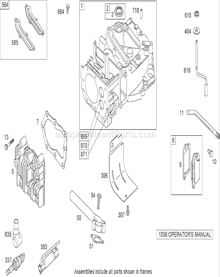 Cylinder Assembly Diagram and Parts List for 20654 270000001-270999999 - 2007 Toro Lawn Mower