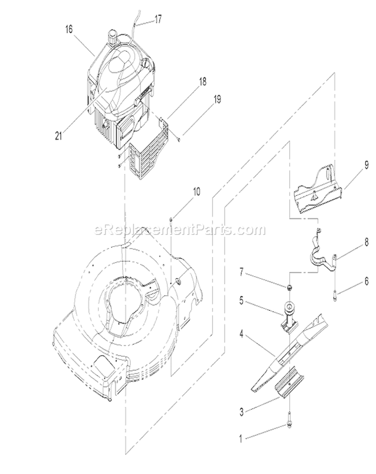 Engine and Blade Assembly Diagram and Parts List for 20655 240000001-240999999 - 2004 Toro Lawn Mower