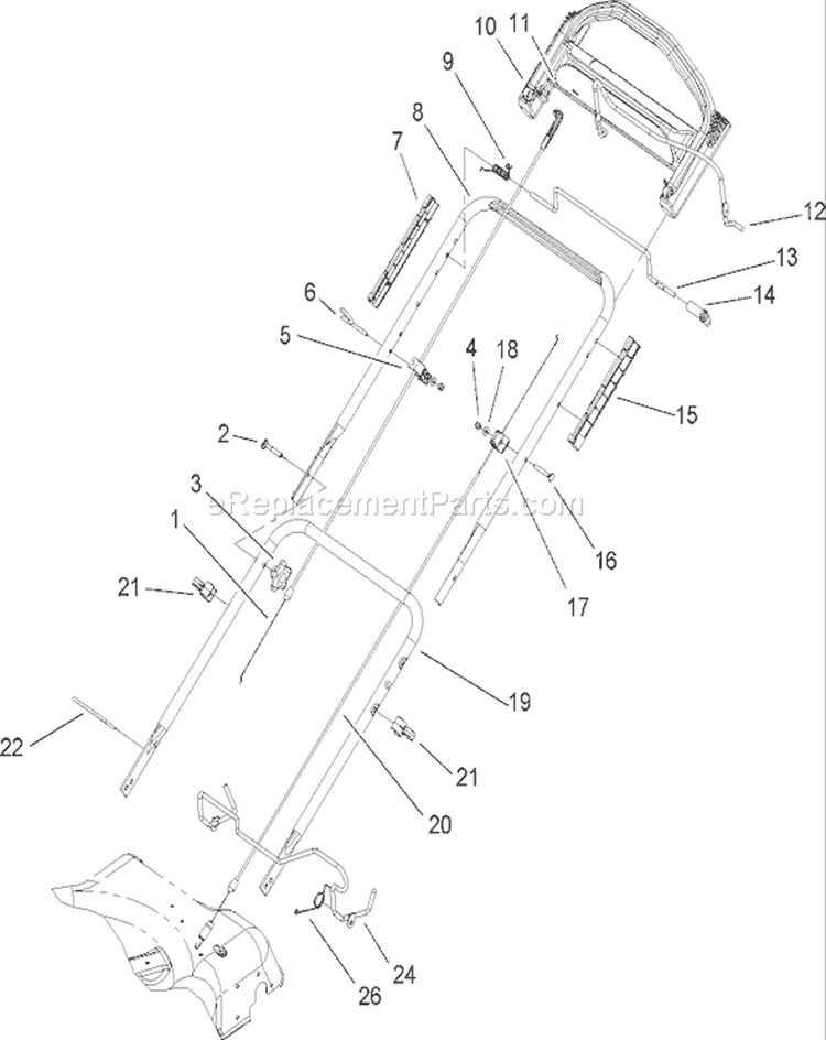 Handle Assembly Diagram and Parts List for 20655 270000001-270999999 - 2007 Toro Lawn Mower