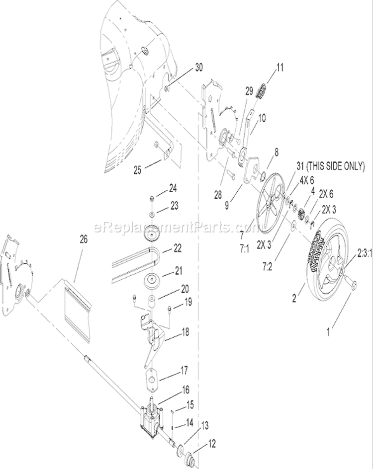 Rear Axle and Transmission Assembly Diagram and Parts List for 20098 270000001-270999999 - 2007 Toro Lawn Mower