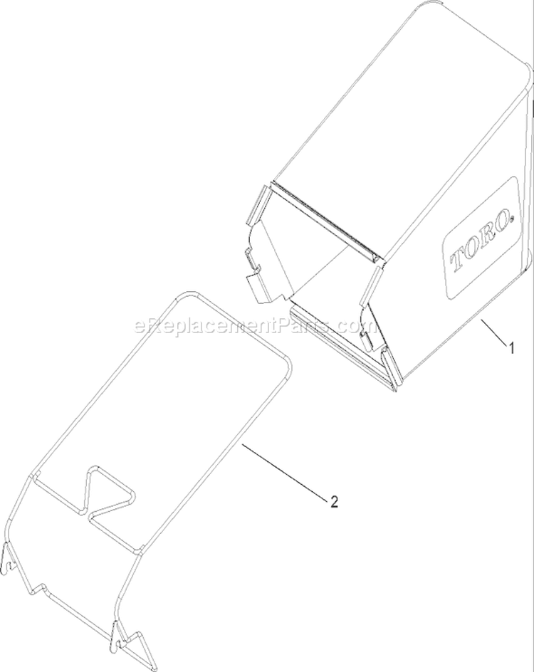 Rear Bag Assembly Diagram and Parts List for 20655 270000001-270999999 - 2007 Toro Lawn Mower
