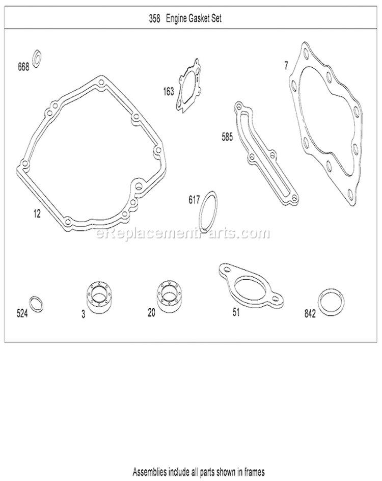 Engine Gasket Set Diagram and Parts List for 20068 280000001-280999999 - 2008 Toro Lawn Mower