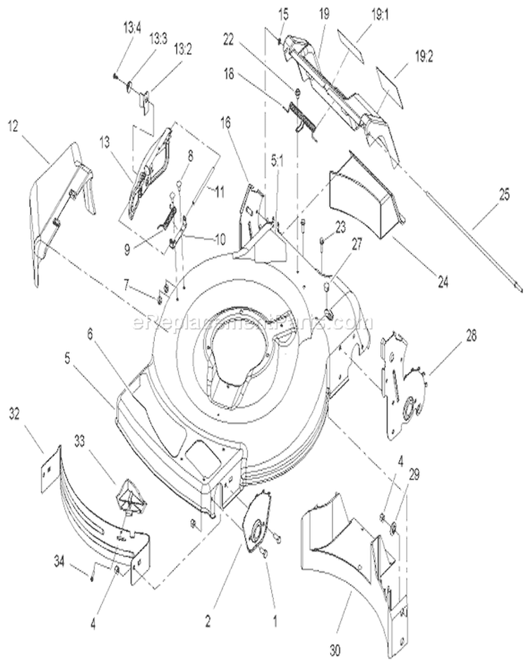 Housing Assembly Diagram and Parts List for 20656 240000001-240999999 - 2004 Toro Lawn Mower
