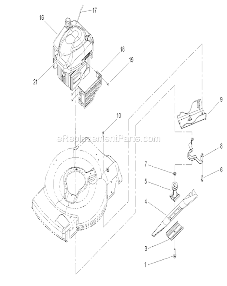 Engine and Blade Assembly Diagram and Parts List for 20656 240000001-240999999 - 2004 Toro Lawn Mower
