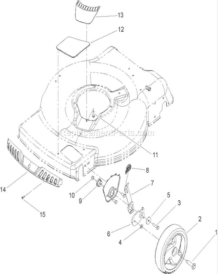 Height of Cut Wheel Assembly Diagram and Parts List for 20655 250000001-250999999 - 2005 Toro Lawn Mower