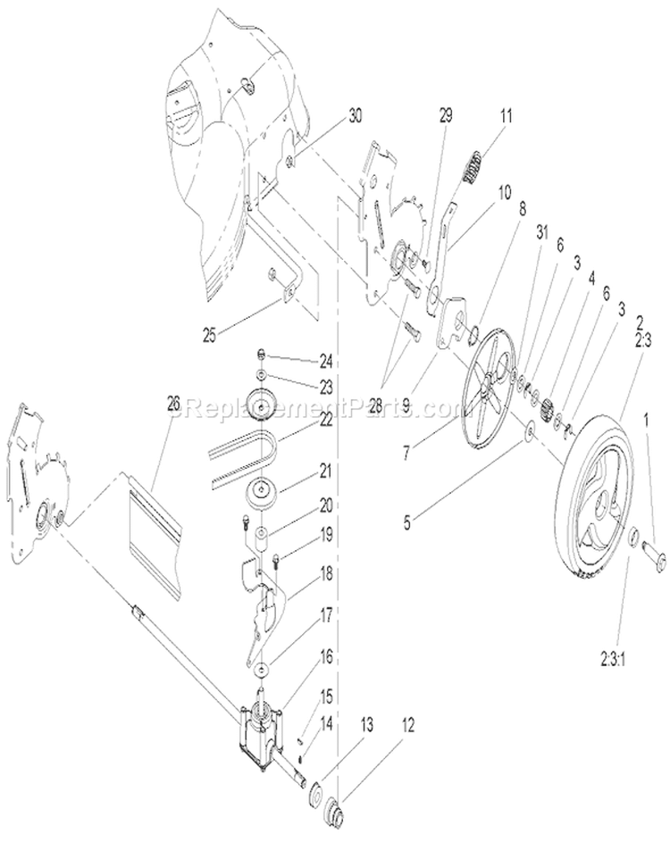 Rear Axle and Transmission Assembly Diagram and Parts List for 20017 250000001-250999999 - 2005 Toro Lawn Mower