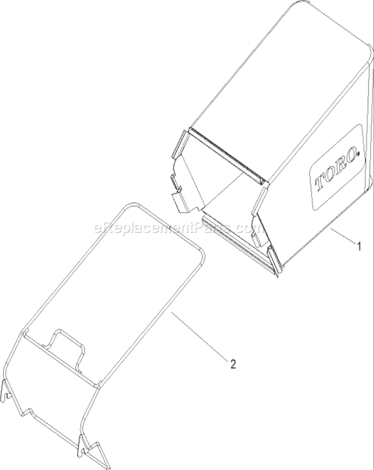 Rear Bag Assembly Diagram and Parts List for 20017 250000001-250999999 - 2005 Toro Lawn Mower
