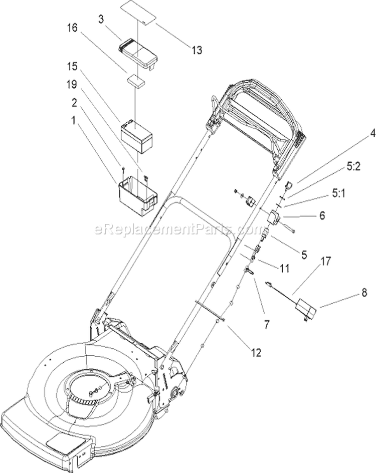 Electric Start Assembly Diagram and Parts List for 20656 250000001-250999999 - 2005 Toro Lawn Mower
