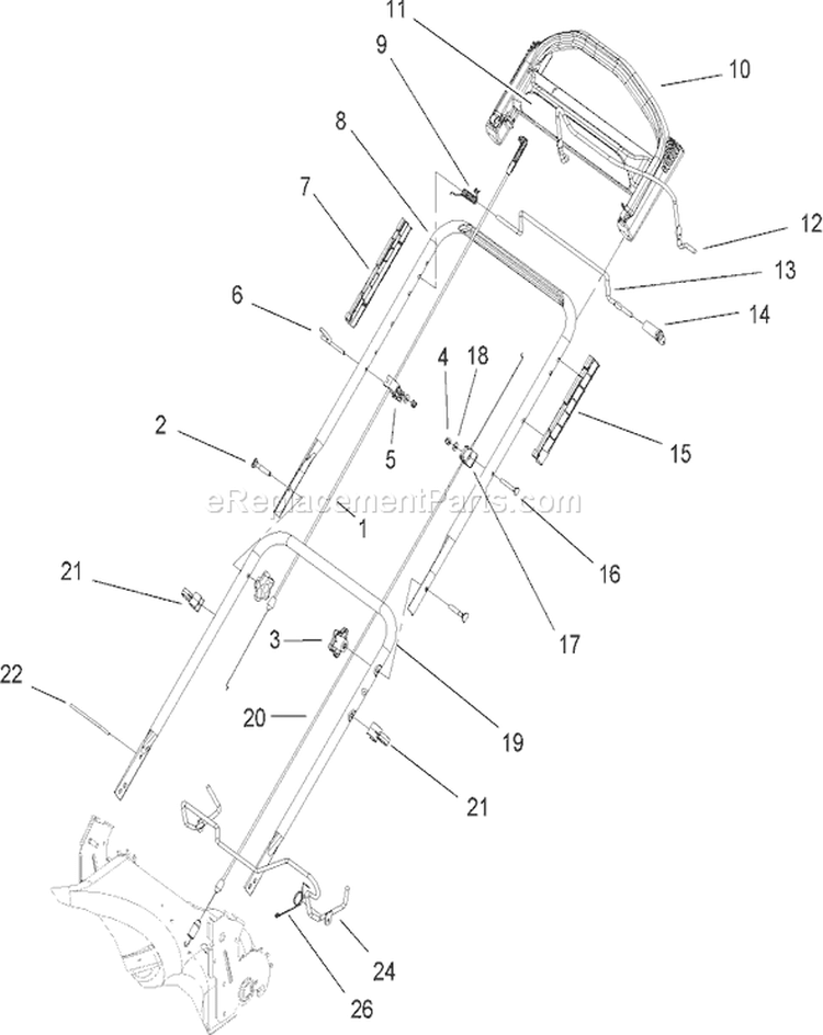 Handle Assembly Diagram and Parts List for 20656 260000001-260999999 - 2006 Toro Lawn Mower