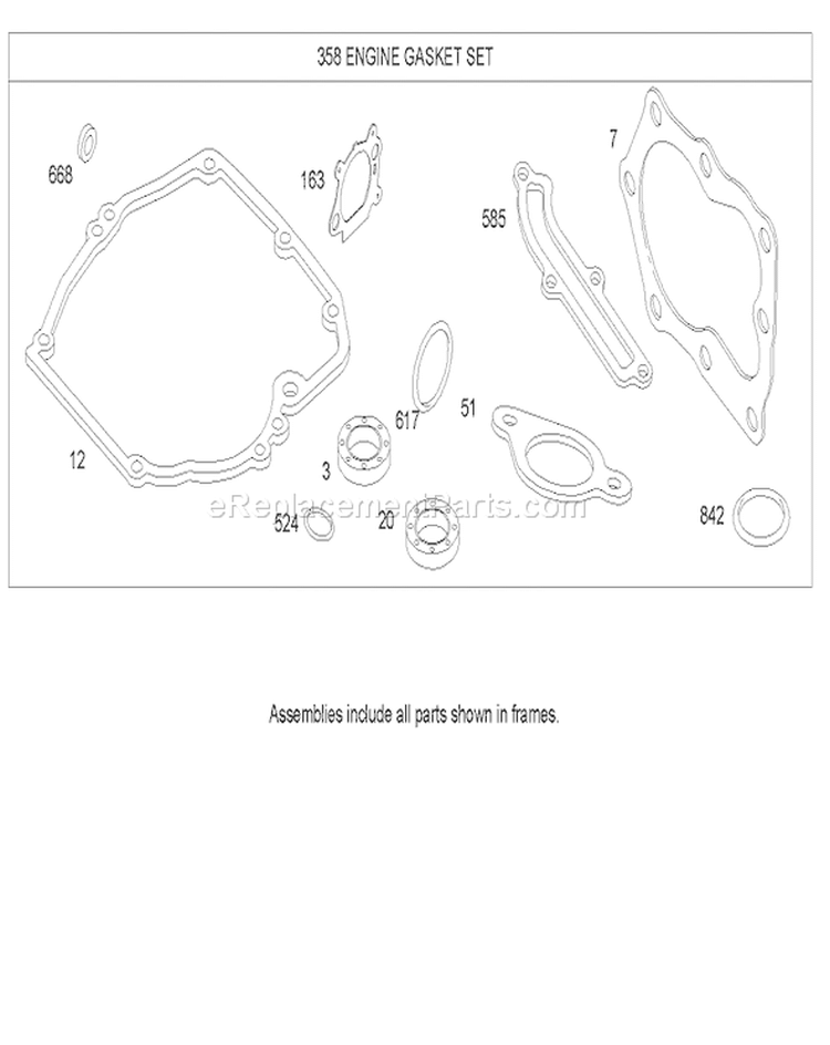 Gasket Assembly Diagram and Parts List for 20655 250000001-250999999 - 2005 Toro Lawn Mower