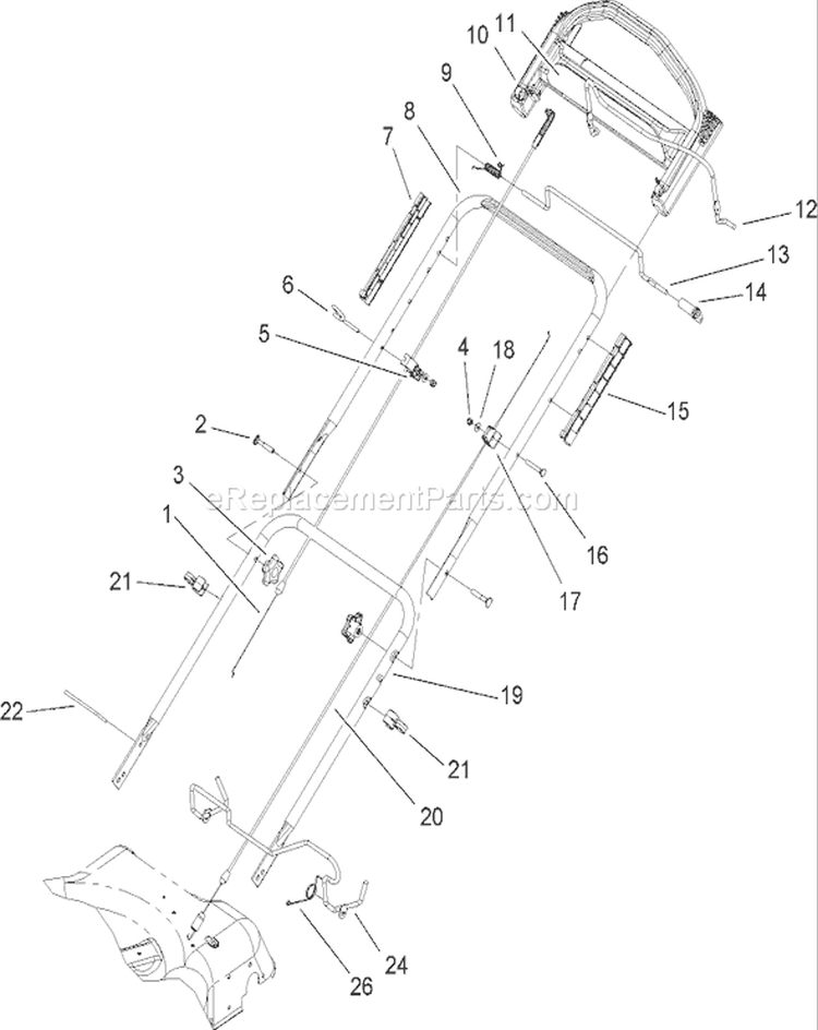Handle Assembly Diagram and Parts List for 20656 270000001-270999999 - 2007 Toro Lawn Mower