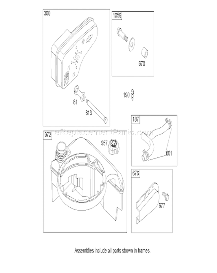 Muffler and Fuel Tank Diagram and Parts List for 20655 250000001-250999999 - 2005 Toro Lawn Mower