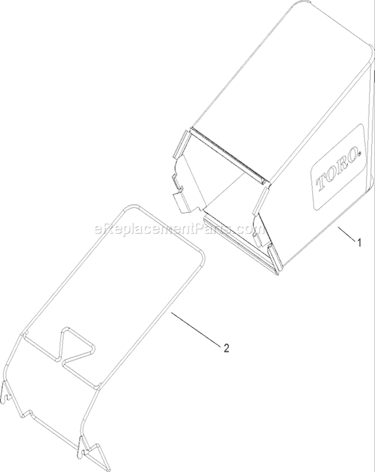 Rear Bag Assembly Diagram and Parts List for 20017 260000001-260999999 - 2006 Toro Lawn Mower