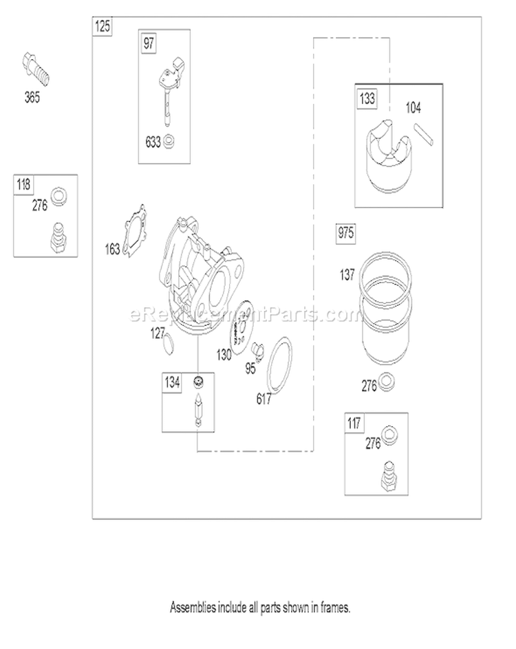 Carburetor Assembly Diagram and Parts List for 20655 250000001-250999999 - 2005 Toro Lawn Mower