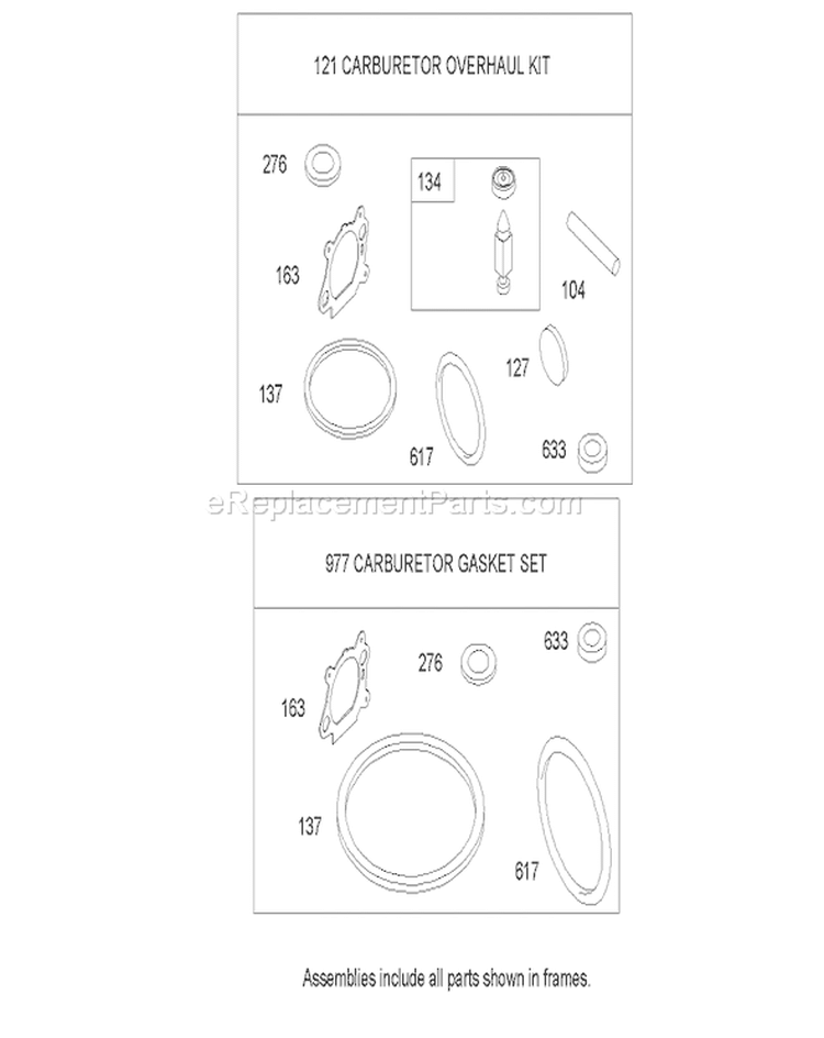 Carburetor Overhaul Kit Diagram and Parts List for 20655 250000001-250999999 - 2005 Toro Lawn Mower