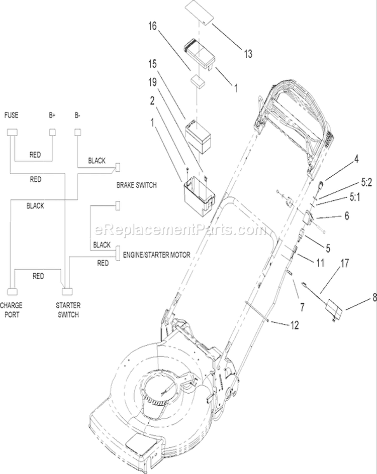 Electric Start Assembly Diagram and Parts List for 20656 270000001-270999999 - 2007 Toro Lawn Mower