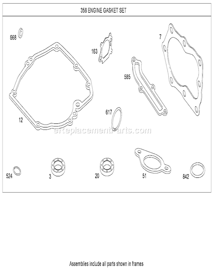 Engine Gasket Set Diagram and Parts List for 20334 290000001-290999999 - 2009 Toro Lawn Mower