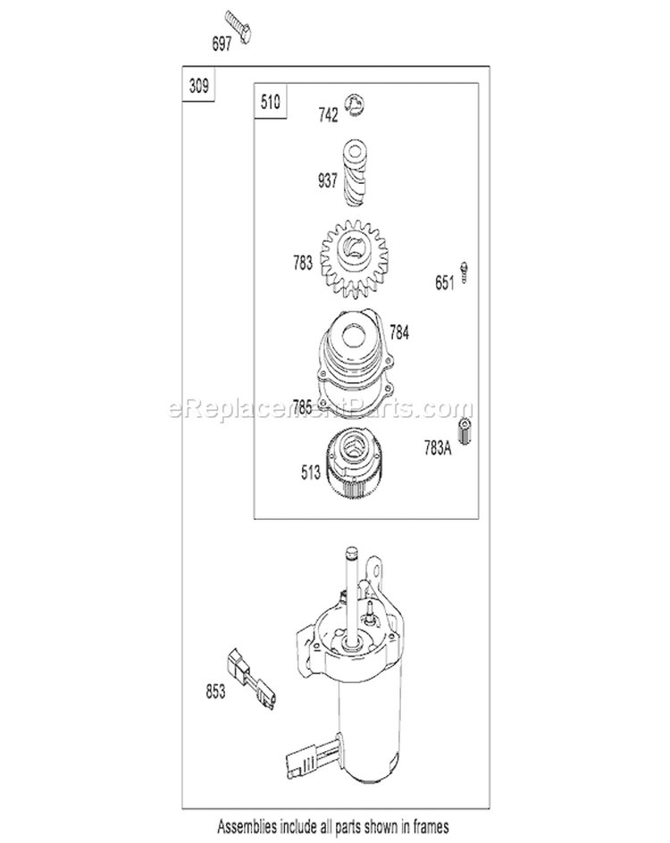 Electric Starter Assembly Diagram and Parts List for 20656 280000001-280999999 - 2008 Toro Lawn Mower