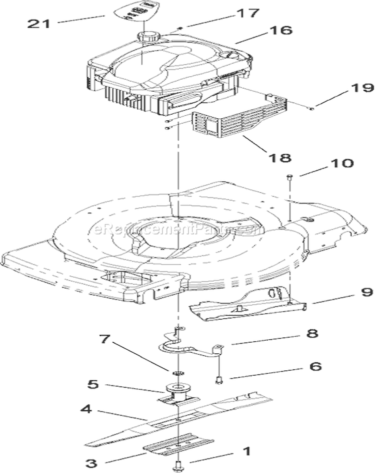 Engine and Blade Assembly Diagram and Parts List for 20656 290000001-290999999 - 2009 Toro Lawn Mower