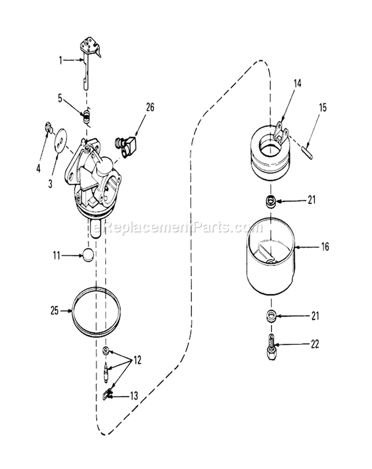 Carburetor Assembly Diagram and Parts List for 20517 7000001-7999999 - 1977 Toro Lawn Mower
