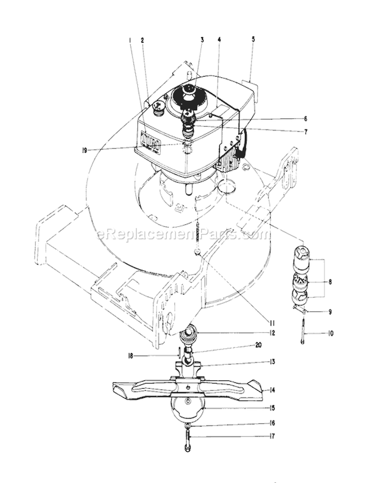 Engine Diagram and Parts List for 20517 7000001-7999999 - 1977 Toro Lawn Mower