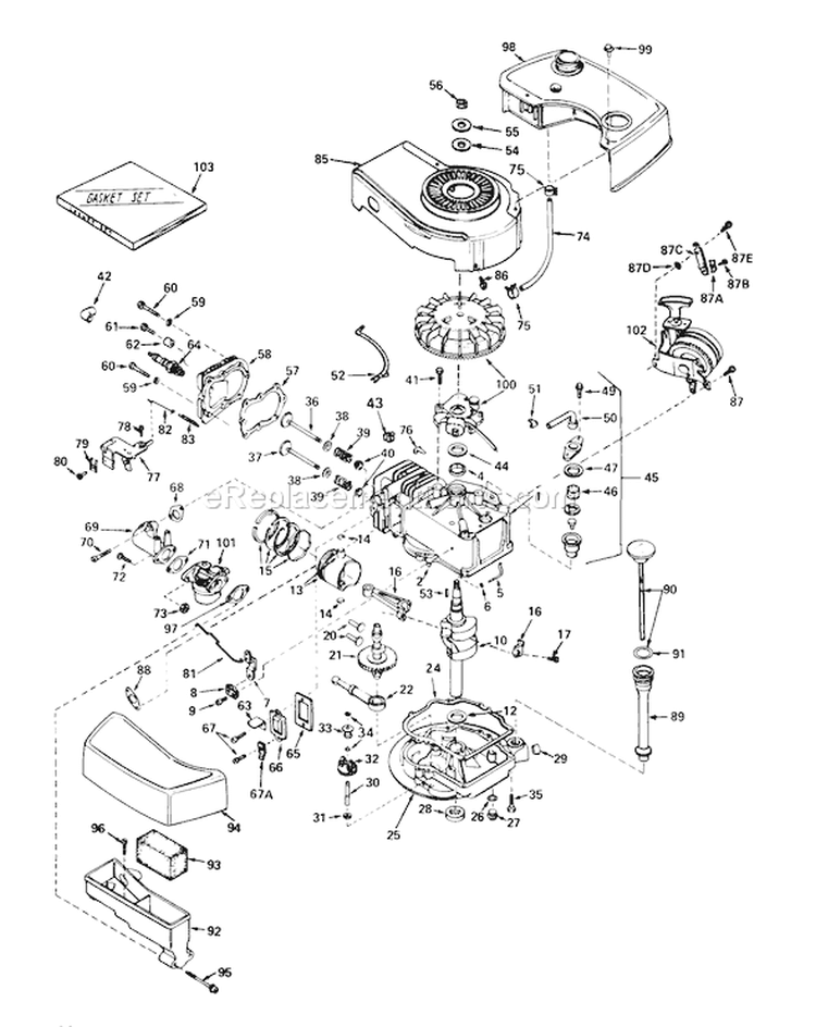 Page D Diagram and Parts List for 20517 7000001-7999999 - 1977 Toro Lawn Mower