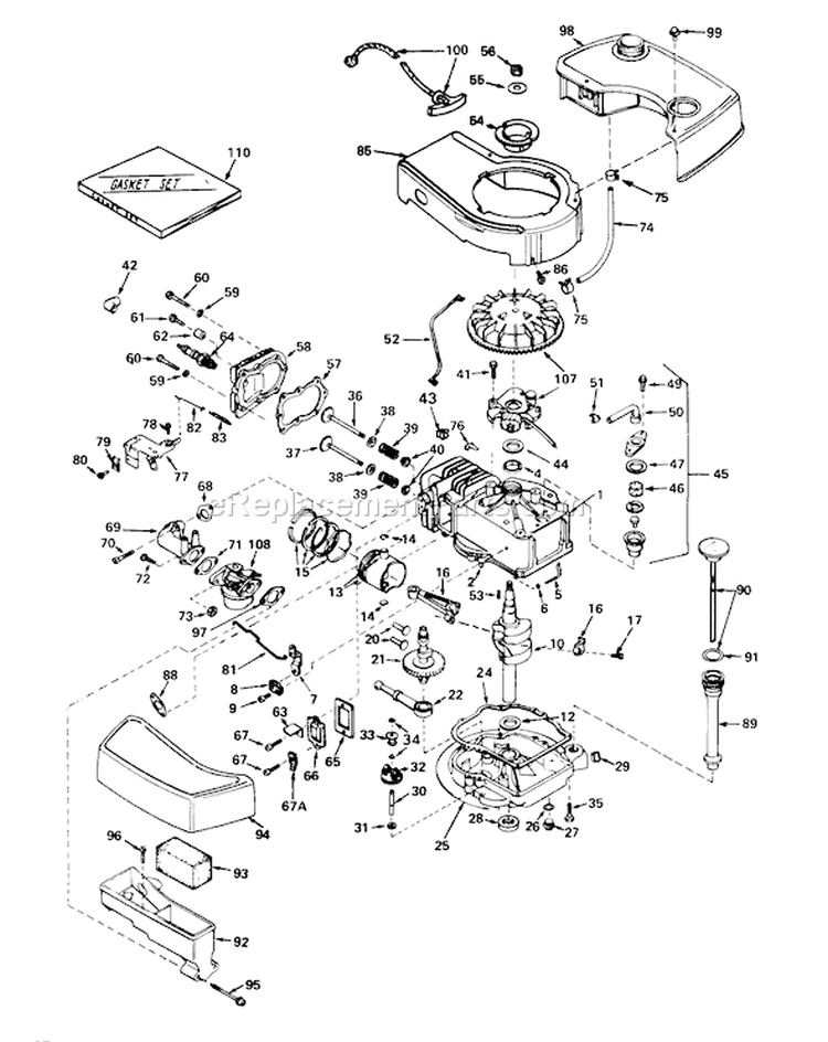 Page E Diagram and Parts List for 20517 7000001-7999999 - 1977 Toro Lawn Mower