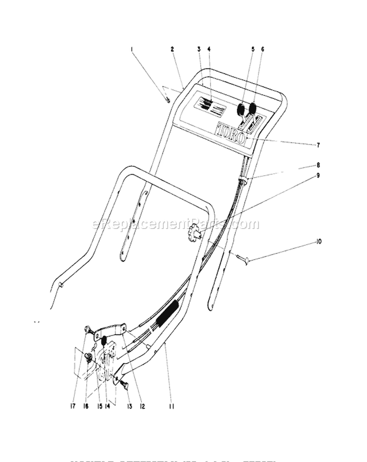 Handle Assembly Diagram and Parts List for 20517 7000001-7999999 - 1977 Toro Lawn Mower