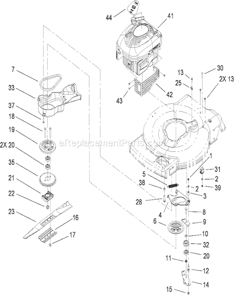 Engine Assembly Diagram and Parts List for 20658 290000001-290999999 - 2009 Toro Lawn Mower