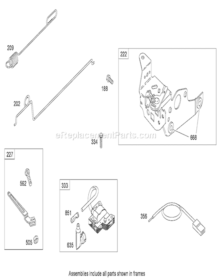 Governor Assembly Diagram and Parts List for 20658 290000001-290999999 - 2009 Toro Lawn Mower