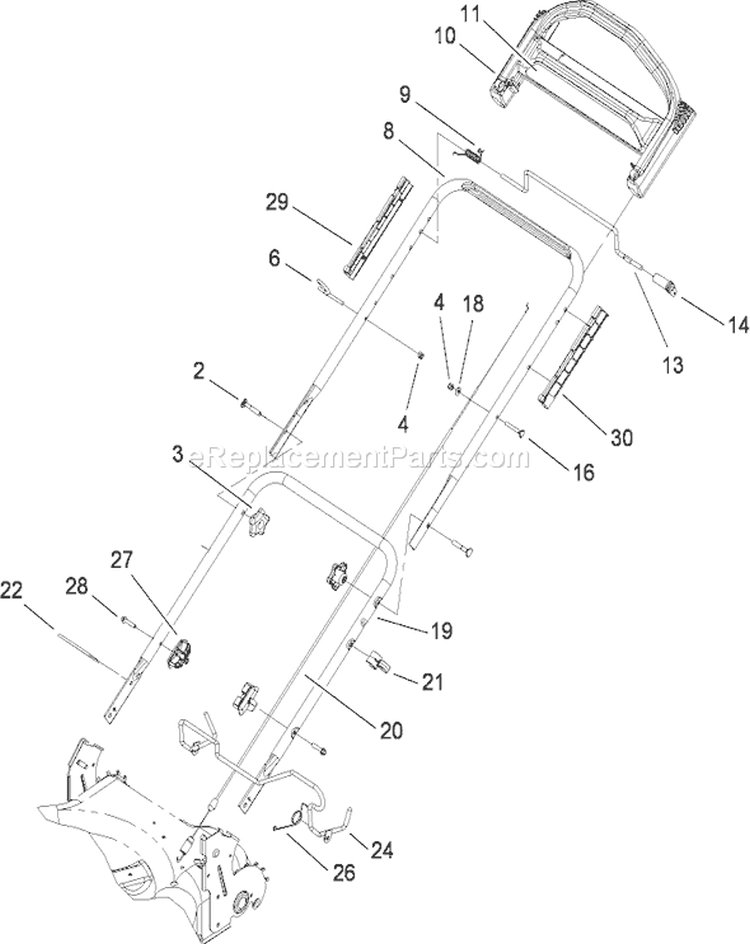 Handle Assembly Diagram and Parts List for 20658 290000001-290999999 - 2009 Toro Lawn Mower
